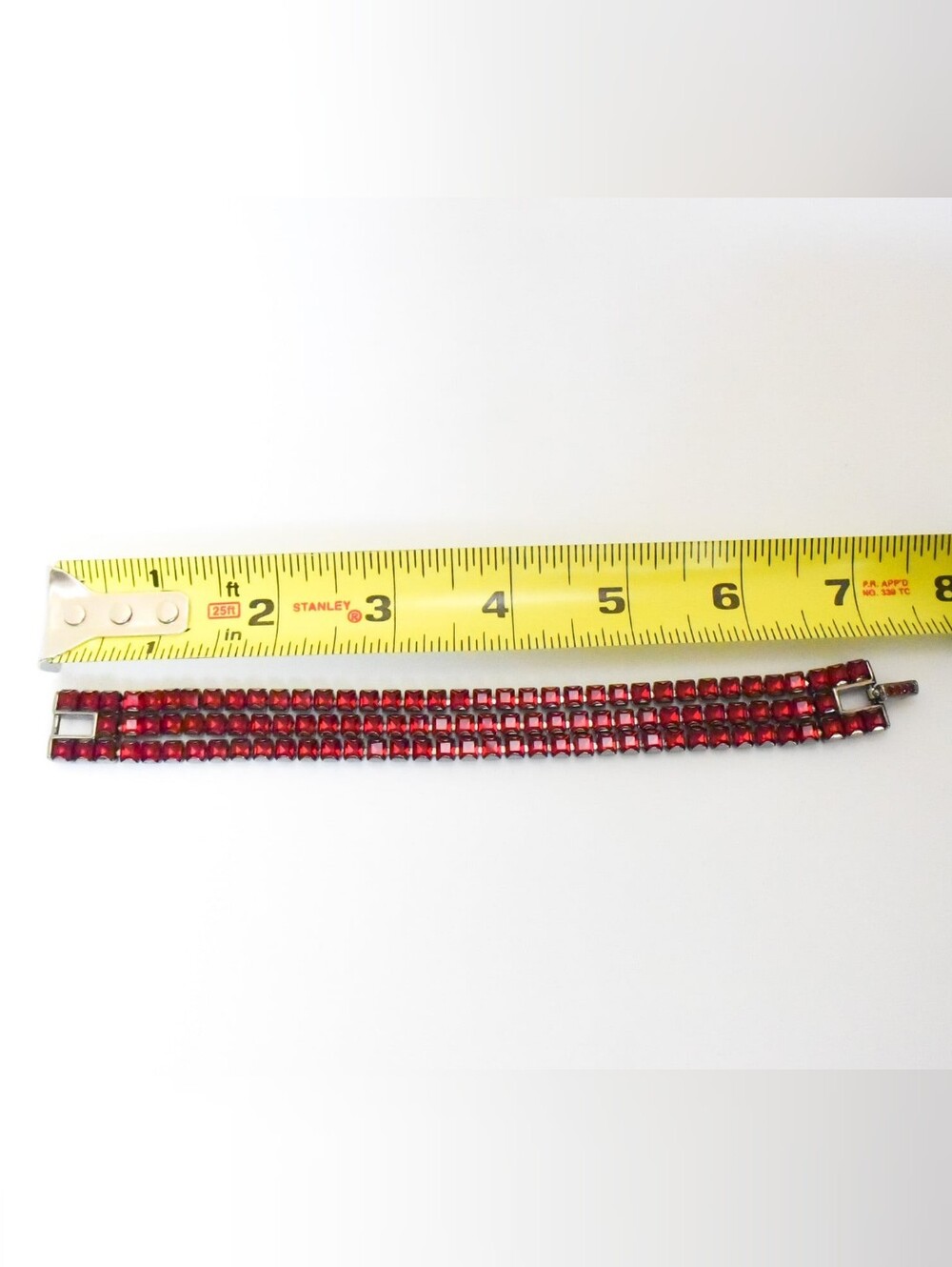*Swarovski* Sparkling Red/Pewter Rhinestone 3-strand Bracelet - Picture 8 of 8